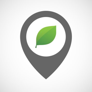 İzole harita işareti ile yaprak yeşil