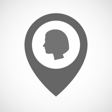 Harita izole işareti kadın bir kafa ile