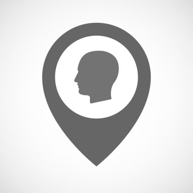 Erkek bir kafa ile izole harita işareti