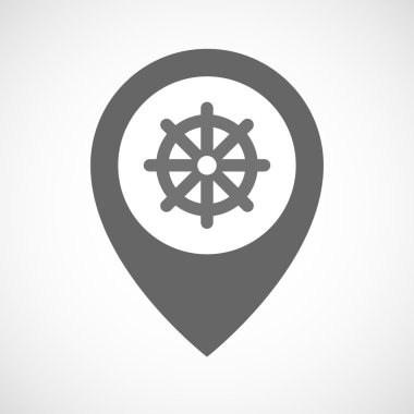 Dharma çakra işaretiyle izole harita işareti