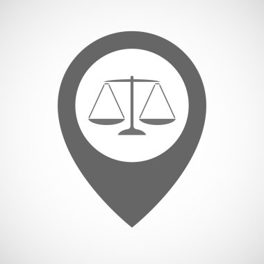 Adalet ağırlık ölçek işaretiyle izole harita işareti