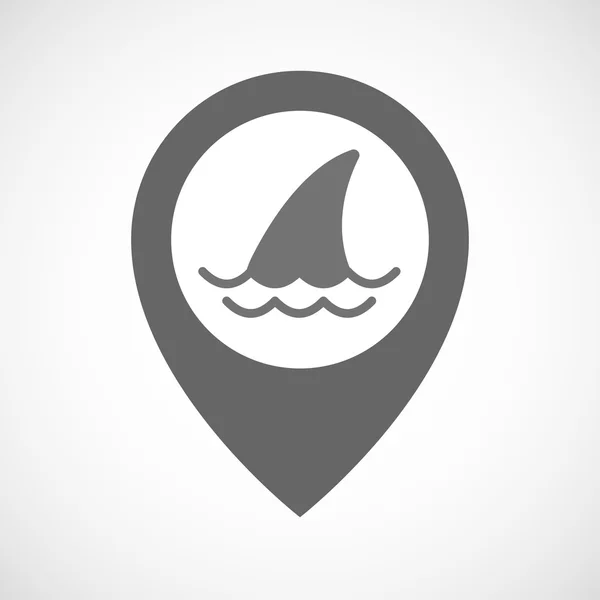 Marcador de mapa aislado con aleta de tiburón — Vector de stock