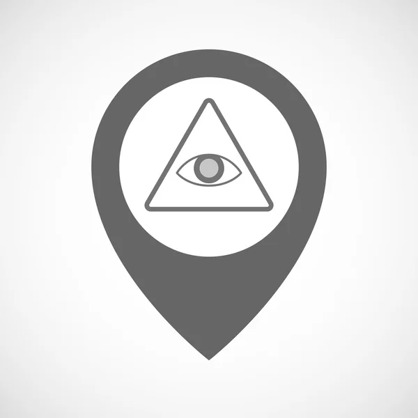 Isolated map marker with an all seeing eye — Stock Vector