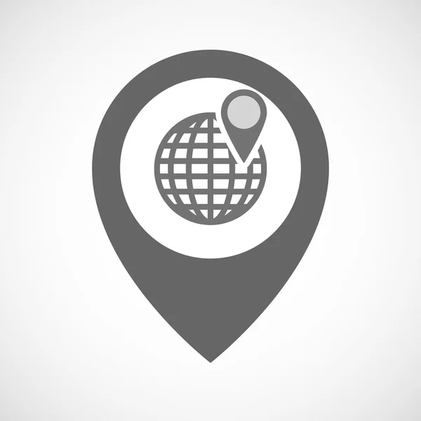 Marqueur de carte isolé avec un globe terrestre — Image vectorielle
