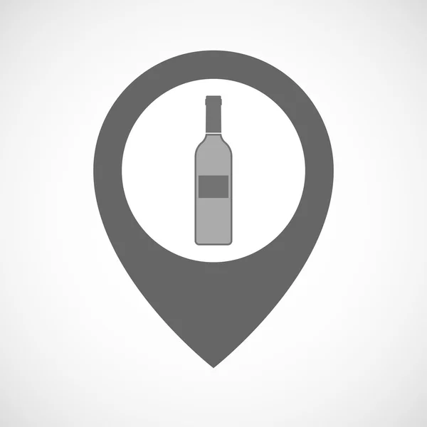 Isolerade kartmarkören med en flaska vin — Stock vektor