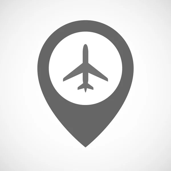 Bir uçakla izole harita işareti — Stok Vektör
