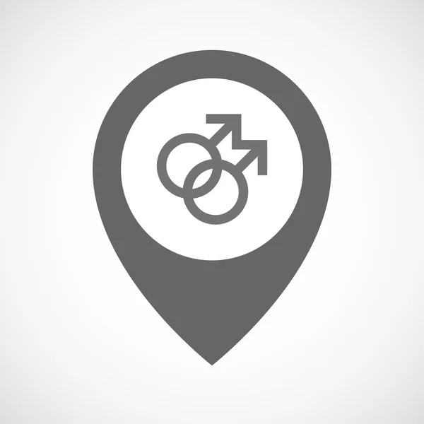 Απομονωμένες Χάρτης δείκτη με ένα γκέι σημάδι — Διανυσματικό Αρχείο