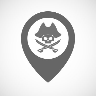 Bir korsan kafatası ile izole harita işareti