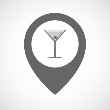 Bir kokteyl cam ile izole harita işareti