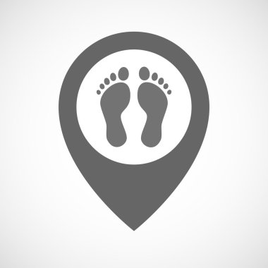 İzole harita işareti ile iki ayak izleri