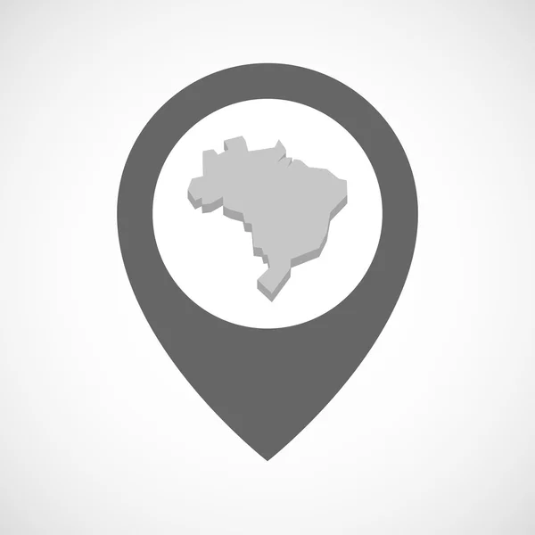 Marcador de mapa isolado com mapa de Brasil — Vetor de Stock