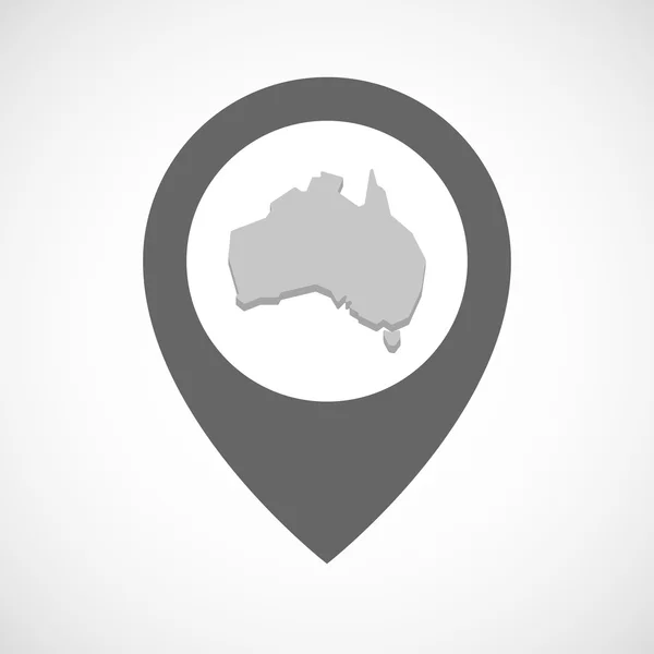 孤立的地图标记与澳大利亚地图 — 图库矢量图片