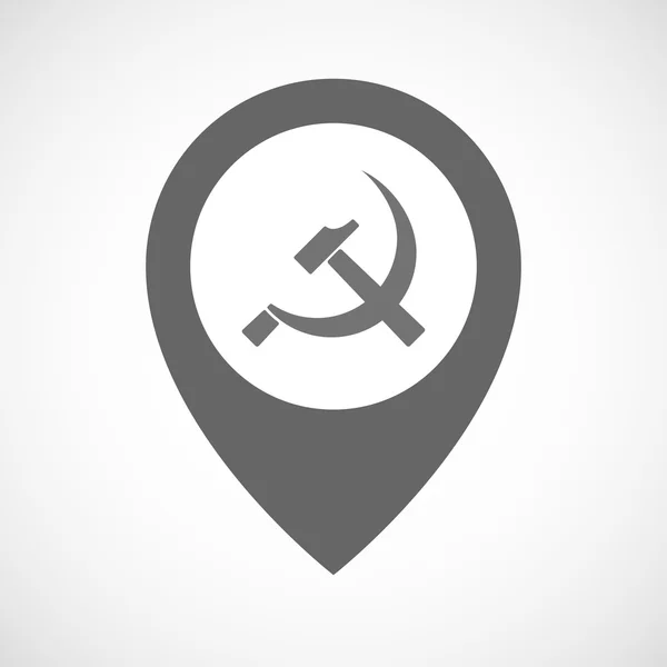 İzole harita işareti komünist simgesiyle — Stok Vektör