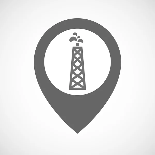 Geïsoleerde kaartmarkering met een olie-toren — Stockvector
