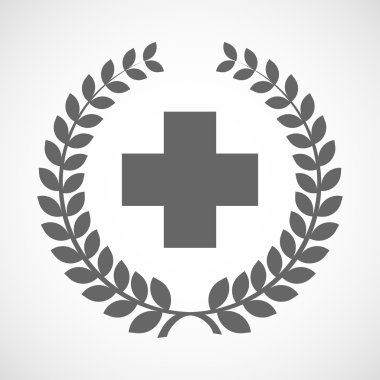 İzole defne çelengi simgesi bir eczane işareti ile