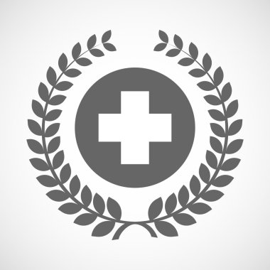 İzole defne çelengi simgesi yuvarlak eczane işaretiyle