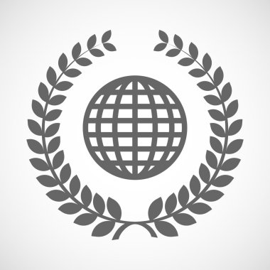 İzole defne çelengi dünya küre simgesiyle