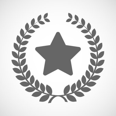 Bir yıldız ile izole defne çelengi simgesi