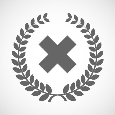 Bir x işareti ile izole defne çelengi simgesi