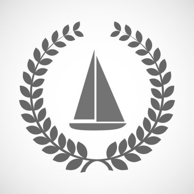 Bir gemi ile izole defne çelengi simgesi