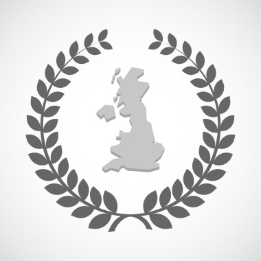 İngiltere'nin bir harita ile izole defne çelengi simgesi 