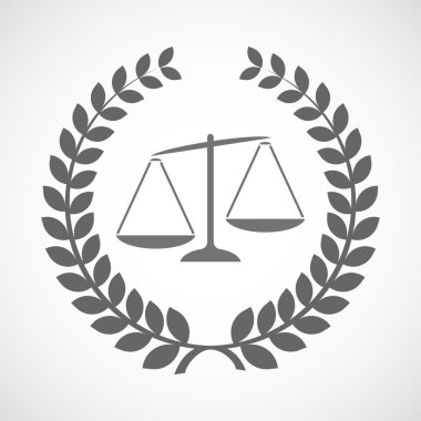 İzole defne çelengi simgesi bir dengesiz kilo ölçek ile