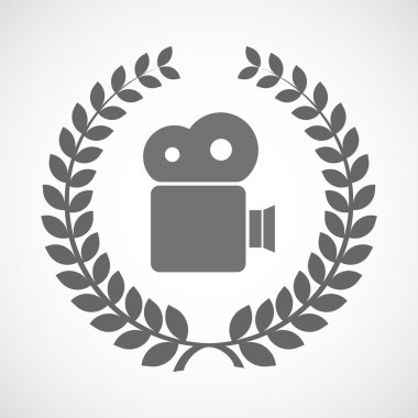 Bir film kamerası ile izole defne çelengi simgesi