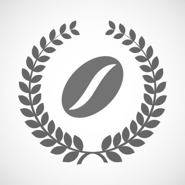 Kahve çekirdeği ile izole defne çelengi simgesi