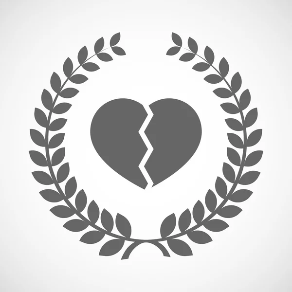 Isolated laurel wreath icon with a broken heart — Stock Vector