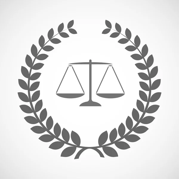 Vereinzelte Lorbeerkranz-Ikone mit einem Gewichtsschild für Gerechtigkeit — Stockvektor