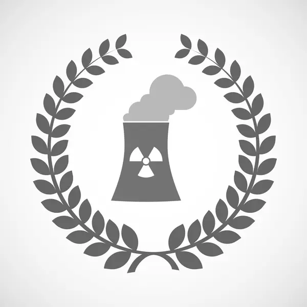 Ikona na białym tle wawrzyn wieniec z elektrowni jądrowej — Wektor stockowy