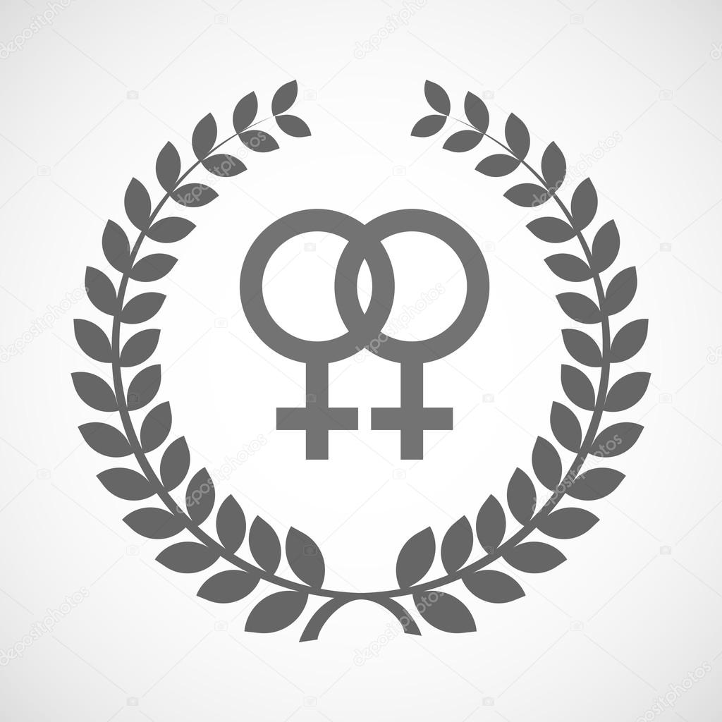 Isolated laurel wreath icon with a lesbian sign