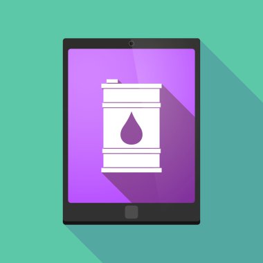 Uzun gölge tablet pc simgesi bir varil petrol ile