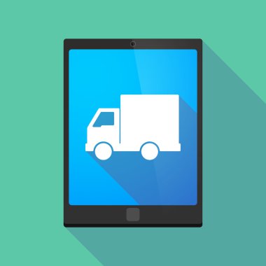 Uzun bir kamyon ile gölge tablet pc simgesi