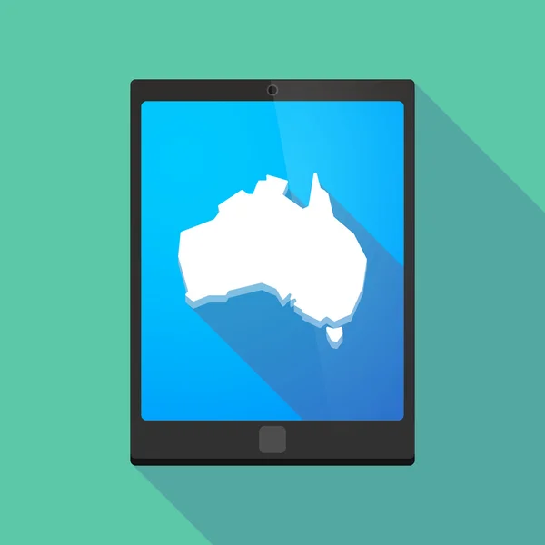 长阴影 tablet pc 图标与澳大利亚地图 — 图库矢量图片