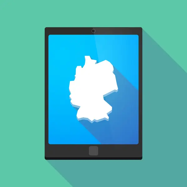 Longue ombre tablette pc icône avec une carte de L'Allemagne — Image vectorielle