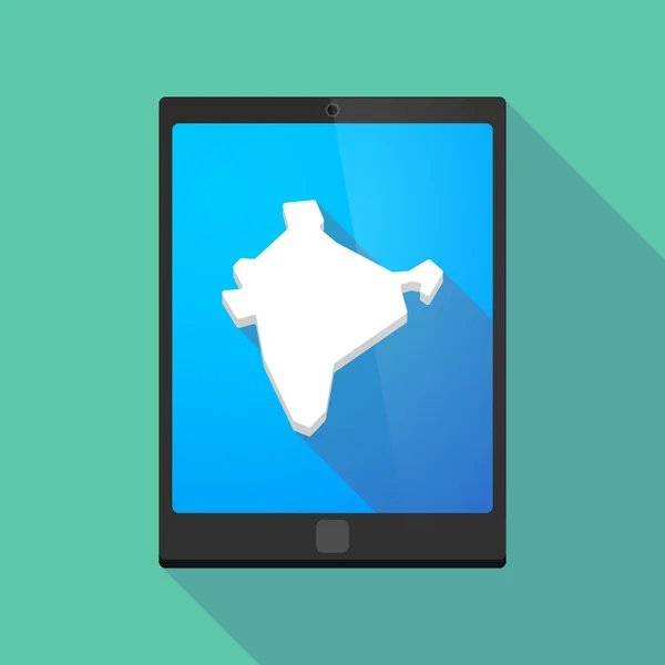 Lange schaduw tablet pc pictogram met een kaart van India — Stockvector