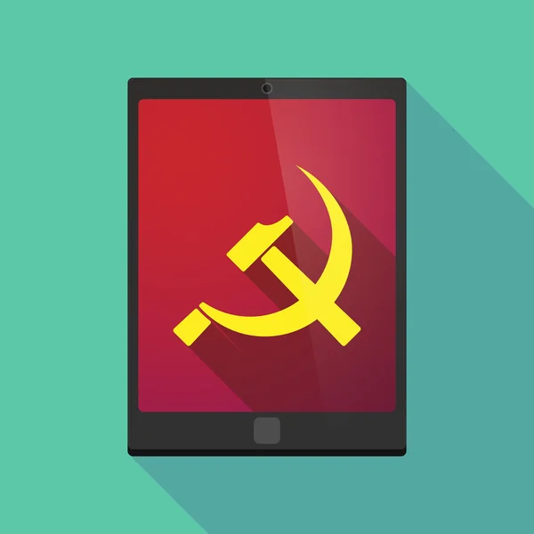 Lange Schatten Tablet PC-Symbol mit dem kommunistischen Symbol — Stockvektor