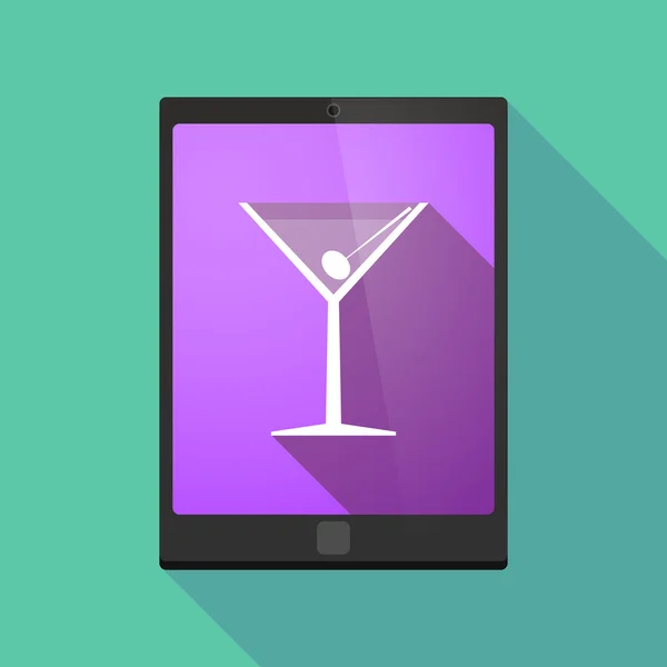 Långa skugga tablet pc ikonen med ett cocktailglas — Stock vektor
