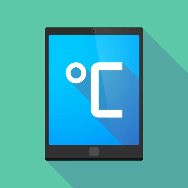 Tableta de sombra larga icono de PC con un signo de grado celsius — Archivo Imágenes Vectoriales