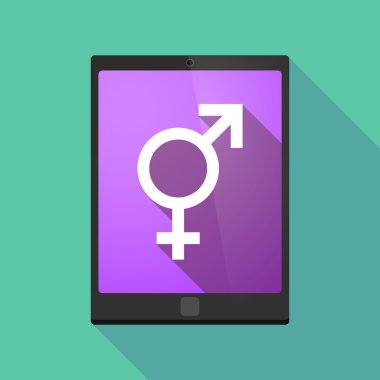 Uzun gölge tablet pc simgesi bir bigender ile