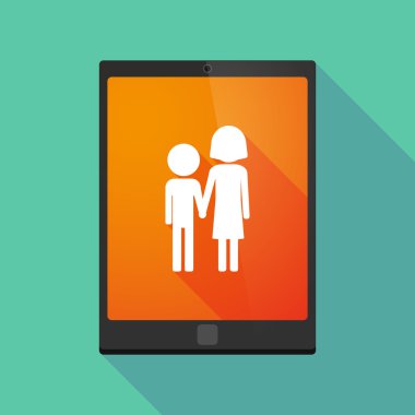 Uzun gölge tablet pc simgesi bir çocukluk piktogram ile