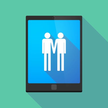 Uzun gölge tablet pc simgesi bir gay çift piktogram ile