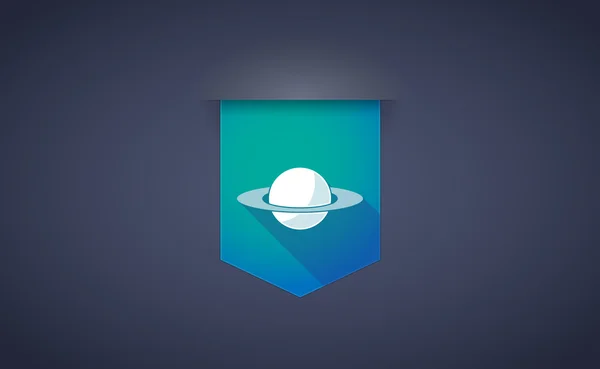 Longue icône de ruban d'ombre avec la planète Saturne — Image vectorielle