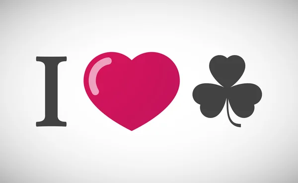 "I love" hieroglyph with a clover — Stockvector