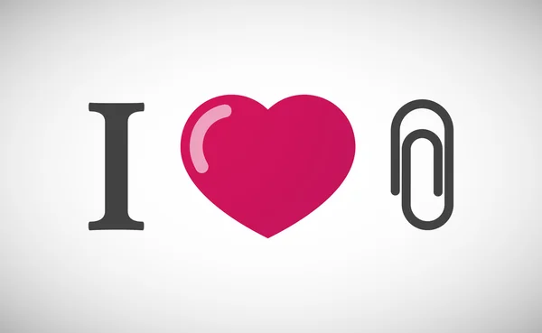 "Me encanta "jeroglífico con un clip — Vector de stock
