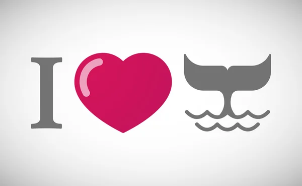 "Me encanta "jeroglífico con cola de ballena — Vector de stock