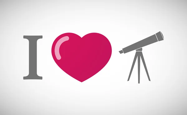 "Me encanta "jeroglífico con un telescopio — Vector de stock