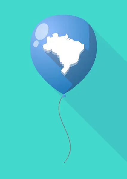 Lange schaduw ballon met een kaart van Brazilië — Stockvector