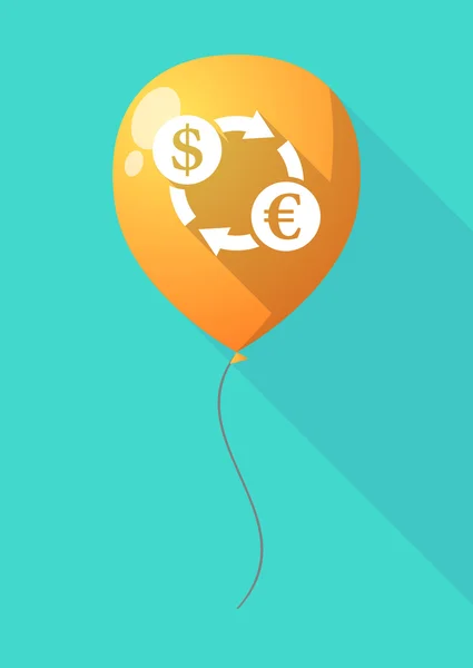 Lange schaduw ballon met een dollarteken euro uitwisseling — Stockvector